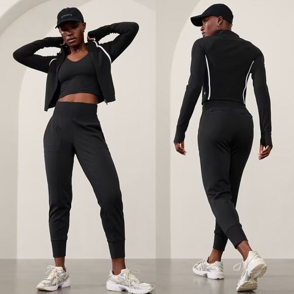 Athleta Venice High Rise Athletic Casual Jogger Pants Black 27.5" Size Small - Picture 1 of 12